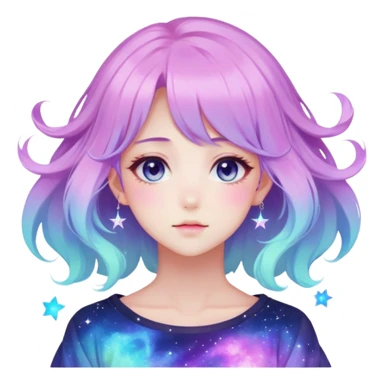Beautiful gorgeous attractive anime lady with beautiful nebula hair, fashion aesthetic, ethereal, fairycore, pastelcore  sticker