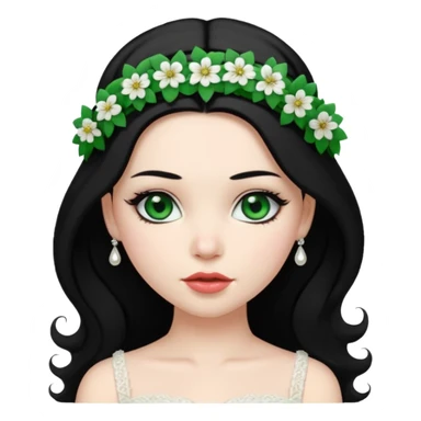 black haired green eyes very plump lips and floral bride headband that makes her hair look behind nicole peltz at wedding sticker