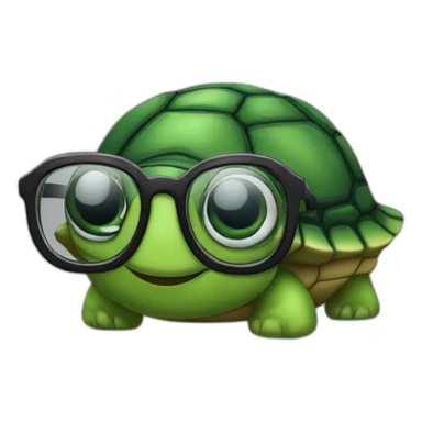 Turtle with glasses and curly long black hair sticker