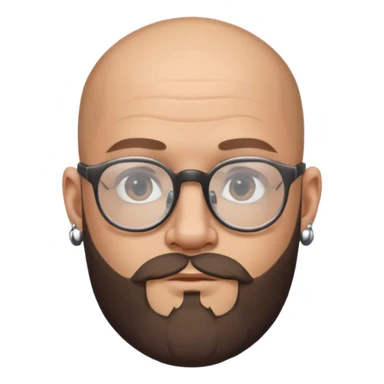 bald man with a beard and tattoo, wearing glasses and earrings sticker