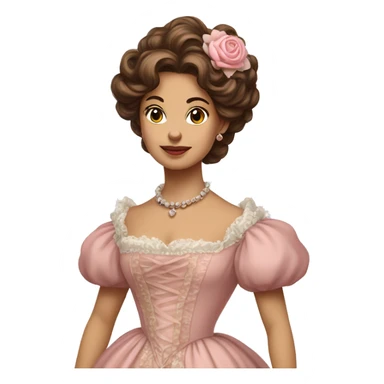 vintage rococo mixed woman with brown hair in a light pink gown  sticker