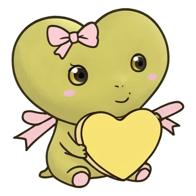 baby yellow heart with a light pink bow wrapped around it  sticker