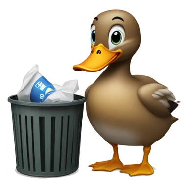 Duck in a trash can sticker