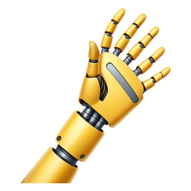 Human hand shaking robot hand, yellow human hand and metallic robot hand sticker