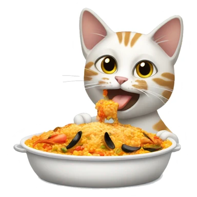 Cat eating paella sticker