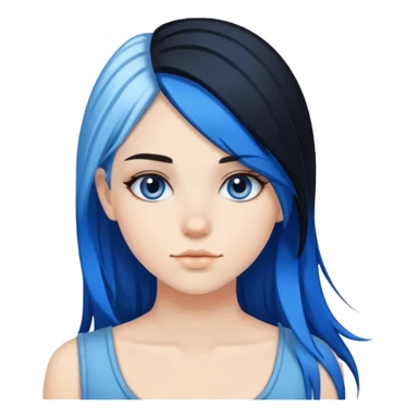 split dye blue and black hair girl sticker