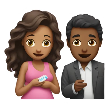 couple looking at pregnancy test sticker