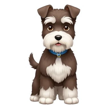 Fluffy Chocolate and white schnauzer standing sticker