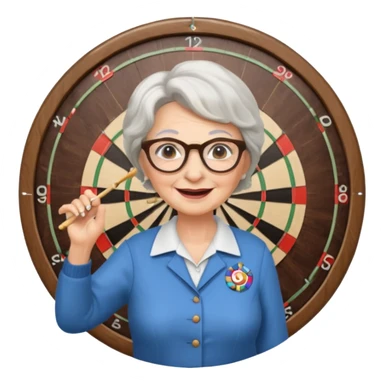 White lady grandma playing darts sticker