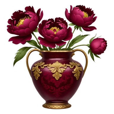 burgundy peonies in a vintage vase sticker