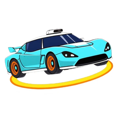 hover car floating above the ground with glowing anti-gravity technology sticker