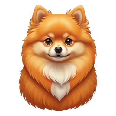 Cinematic Noble Orange Pomeranian Portrait Emoji, Poised and regal, with a compact, fluffy build and a meticulously groomed vibrant orange coat, deep-set soulful brown eyes, Simplified yet sharp and sophisticated features, highly detailed, glowing with a soft, dignified glow, high shine, intelligent and spirited, stylized with an air of elegance, focused and attentive, soft glowing outline, capturing the essence of a watchful and confident companion, so majestic it feels as though it could prance out of the screen with effortless authority! sticker