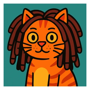 orange cat with dreads sticker