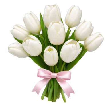 White tulips bouquet with light pink bow  sticker