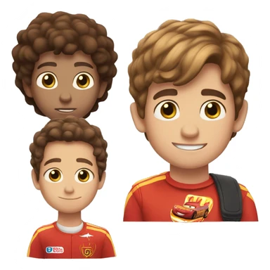 Lightning Mcqueen with a boy with brown hair sticker