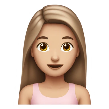 Brown long hair white girl with pink soft dress sticker