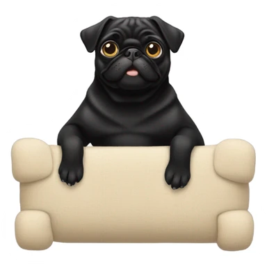Black pug lying on her back with feet in the air sticker