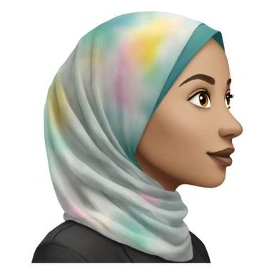Transparent multi-watercolor hijab sticker