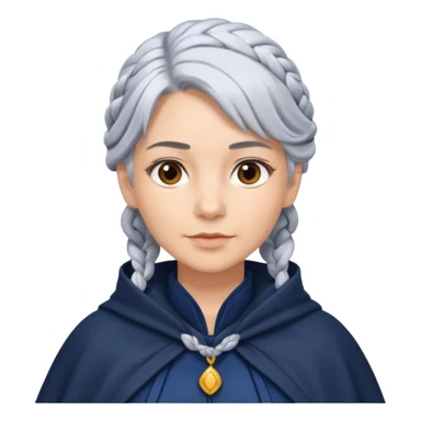 braid silver hair, navy cloak sticker