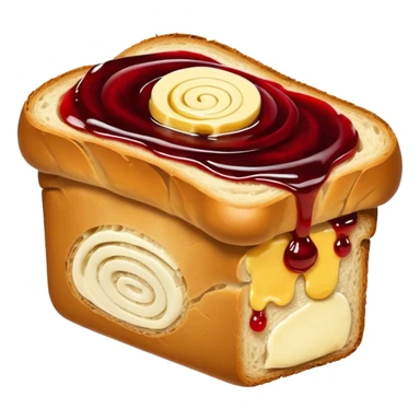 a loaf of bread with butter and jam sticker
