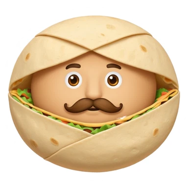a fresh "Flting" flour tortilla football with a mustache sticker