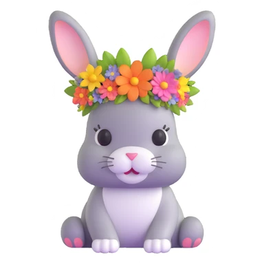 adorable bunny with floral crown sticker