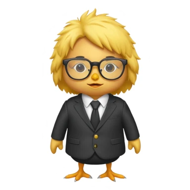 chick animal with glasses, wearing suit sticker