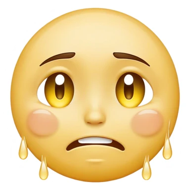 Yellow sad face with tears and smile  sticker