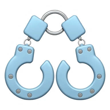 Fluffy light-blue handcuffs sticker