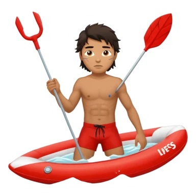 Lifeguard Native American Teenager with messy hair rescuing someone sticker
