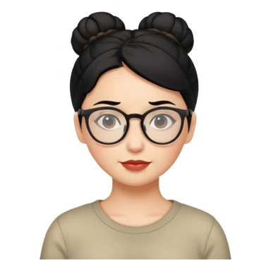 woman with black hair bun and glasses sticker