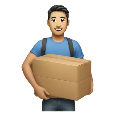 asian man with packages sticker