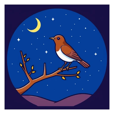 nightingale against starry night sky sticker