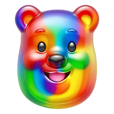 a rainbow gummy bear face sticker