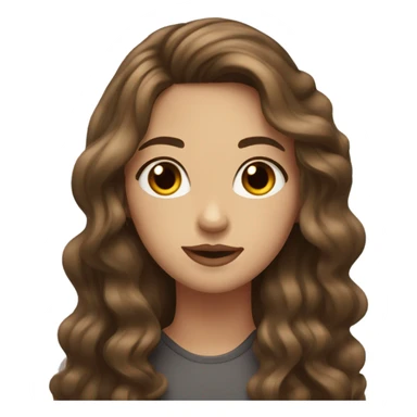 girl of 17, long, wavy hair, dark brown, plump, brown eyes, light red lips sticker