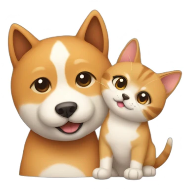 cat friends with dog shiba sticker