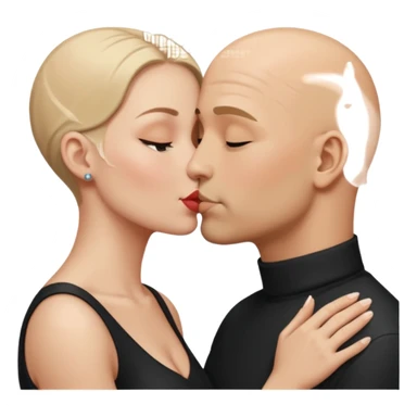 Bald man kissing dark blonde woman sticker