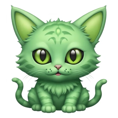 I want a cute fluffy green cat with alien eyes and alien antennas sticker