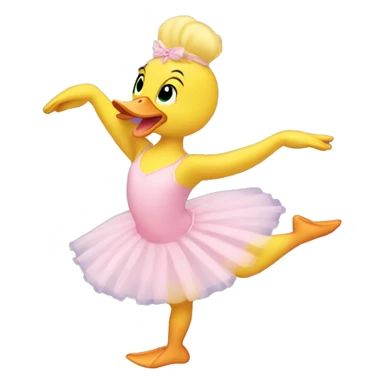 Yellow duckling doing ballerina sticker