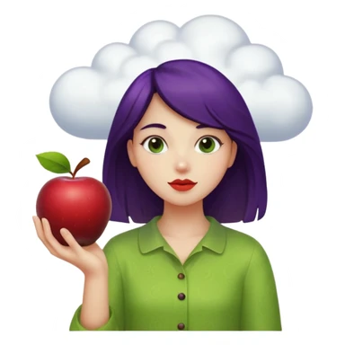 vanila aesthetic girl holding cloud and prune and apple & kiwi sticker