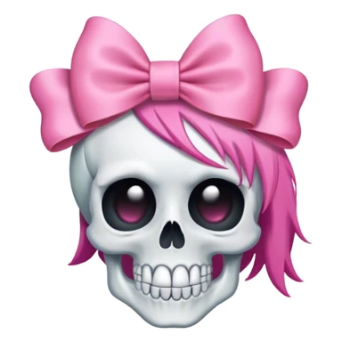 soft cartoony skull wearing pink hair bow sticker