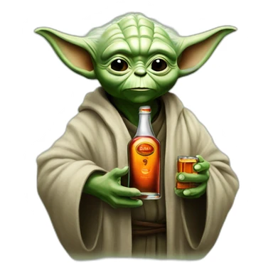 yoda holding jagermeister bottle sticker