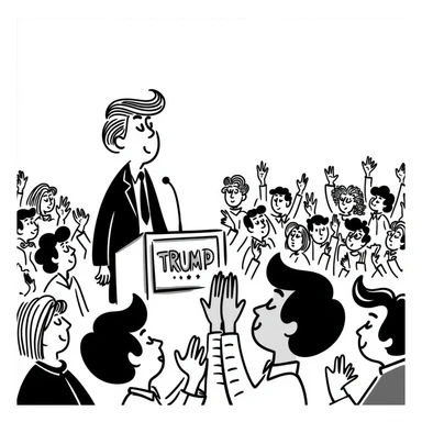 Donald Trump speaking at a rally sticker