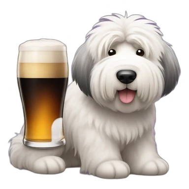 old english sheepdog with pint of guinness sticker