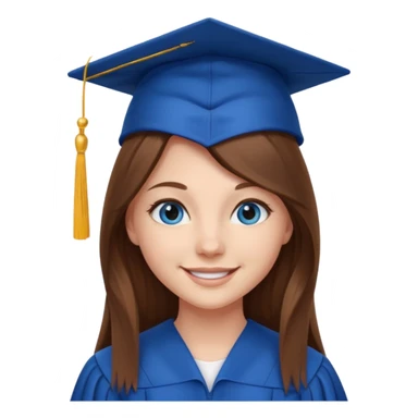 high school graduation with a pretty female high school student with long brown hair, blue eyes sticker