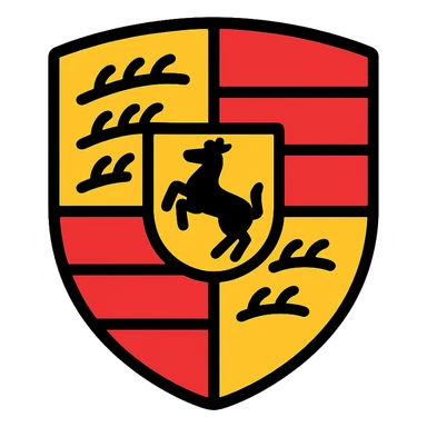 Porsche logo inspired, minimal, stylized, icon style, no text sticker