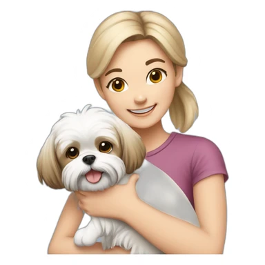 happy girl carrying happy Shih Tzu sticker