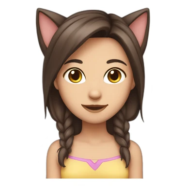 Cat girl (Caucasian with dark brown hair) cat ears sticker