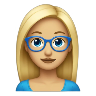 chica rubia con pelo largo y ojos azules con gafas sticker