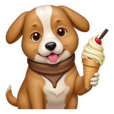 Dog eating ice cream sticker